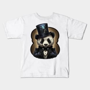 Panda wearing Top Hat Kids T-Shirt